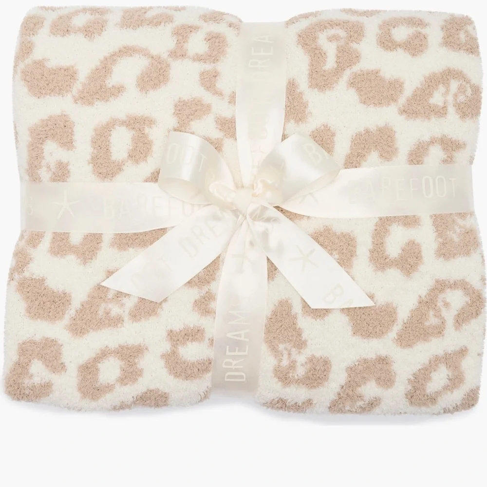 Barefoot Dreams Cozy Chic Tan Cream Animal Print Blanket::45 x 60::NWT::
